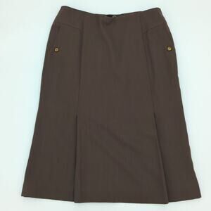 Vintage Seda Modell Wool Blend Brown Midi Skirt with Pockets Minimalist Career